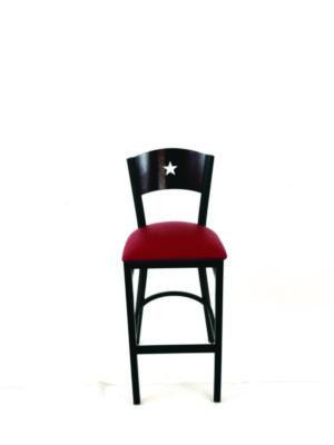 Liberty Series Barstool, Supports Up To 300 Lb, 28.5" Seat Height, Burgundy Seat, Dark Mahogany Back, Black Base