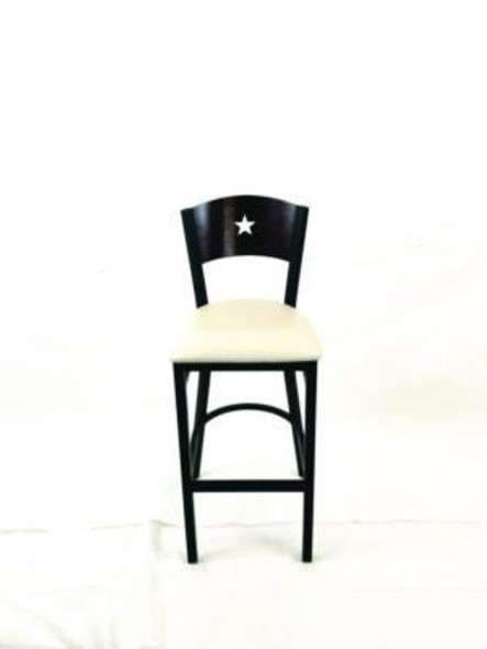 Liberty Series Barstool, Supports Up To 300 Lb, 28.5" Seat Height, Cream Seat, Dark Mahogany Back, Black Base