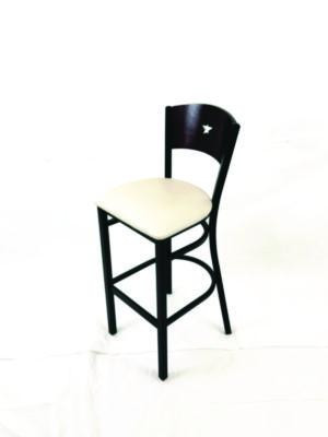 Liberty Series Barstool, Supports Up To 300 Lb, 28.5" Seat Height, Cream Seat, Dark Mahogany Back, Black Base