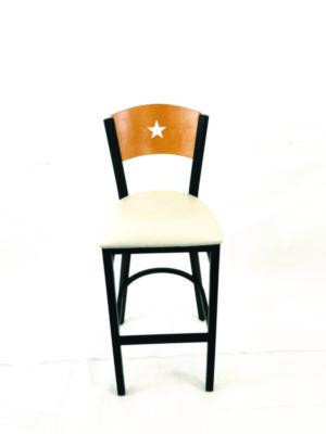 Liberty Series Barstool, Supports Up To 300 Lb, 28.5" Seat Height, Cream Seat, Natural Back, Black Base