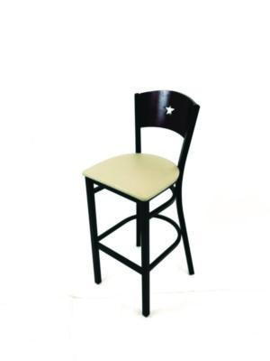 Liberty Series Barstool, Supports Up To 300 Lb, 28.5" Seat Height, Taupe Seat, Dark Mahogany Back, Black Base