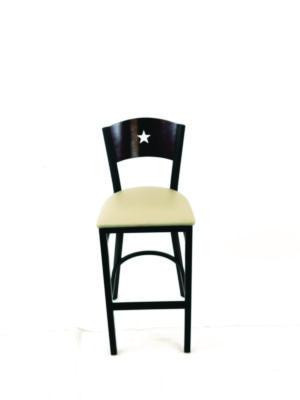 Liberty Series Barstool, Supports Up To 300 Lb, 28.5" Seat Height, Taupe Seat, Dark Mahogany Back, Black Base