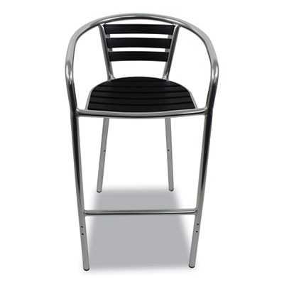 Pinzon Series Barstools, Supports Up To 300 Lb, 31" Seat Height, Black/Silver Seat, Black/Silver Back; Silver Base