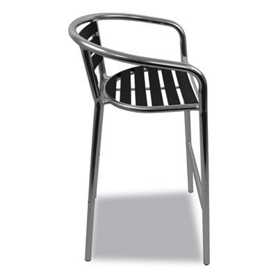 Pinzon Series Barstools, Supports Up To 300 Lb, 31" Seat Height, Black/Silver Seat, Black/Silver Back; Silver Base