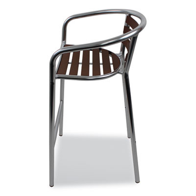 Pinzon Series Barstools, Supports Up To 300 Lb, 31" Seat Height, Tan/Silver Seat, Tan/Silver Back, Silver Base