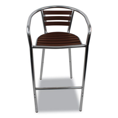 Pinzon Series Barstools, Supports Up To 300 Lb, 31" Seat Height, Tan/Silver Seat, Tan/Silver Back, Silver Base