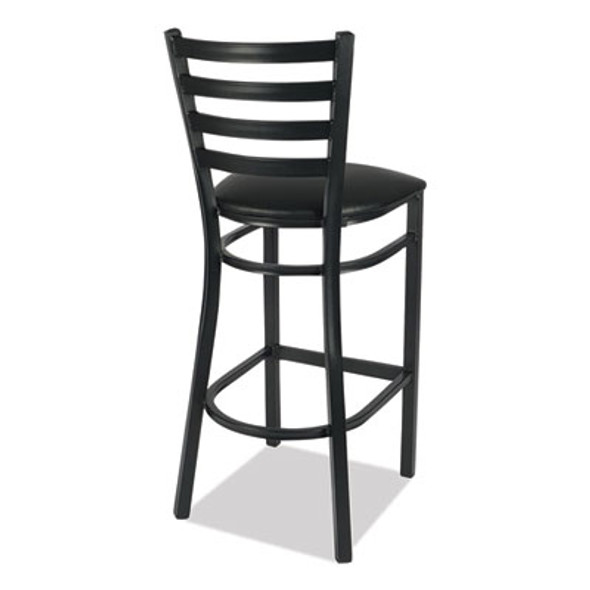 White Horse Series Barstools, Supports Up To 300 Lb, 29.5" Seat Height, Black Seat/Back, Black Frame