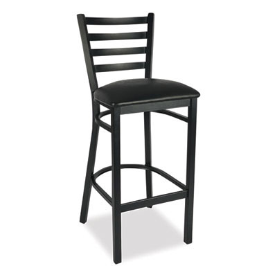 White Horse Series Barstools, Supports Up To 300 Lb, 29.5" Seat Height, Black Seat/Back, Black Frame