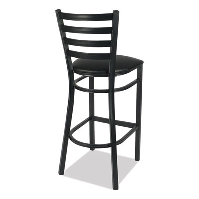 White Horse Series Barstools, Supports Up To 300 Lb, 29.5" Seat Height, Black Seat/Back, Black Frame