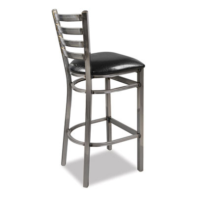 White Horse Series Barstools, Supports Up To 300 Lb, 29.5" Seat Height, Black Seat, Industrial Clear-Coat Steel Back/Frame