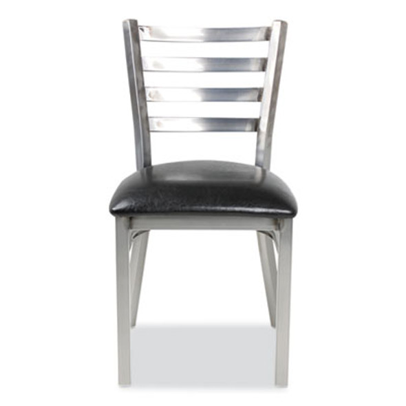 White Horse Series Side Chairs, Supports Up To 300 Lb, 18" Seat Height, Black Seat, Industrial Clear-Coat Steel Back/Frame