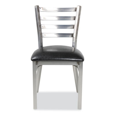White Horse Series Side Chairs, Supports Up To 300 Lb, 18" Seat Height, Black Seat, Industrial Clear-Coat Steel Back/Frame
