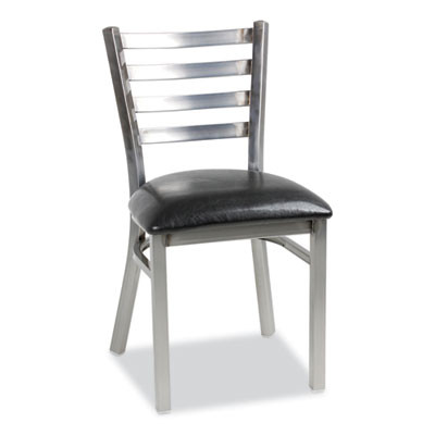 White Horse Series Side Chairs, Supports Up To 300 Lb, 18" Seat Height, Black Seat, Industrial Clear-Coat Steel Back/Frame