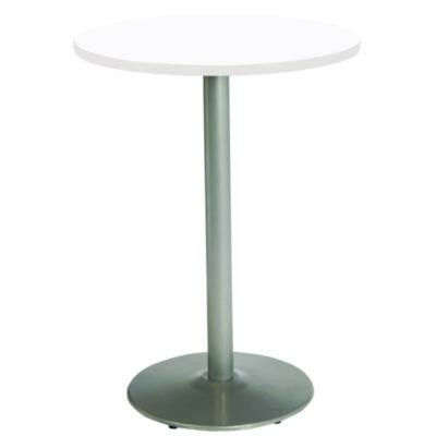 Pedestal Bistro Table With Four Yellow Kool Series Barstools, Round, 36"Dia x 41h, Designer White