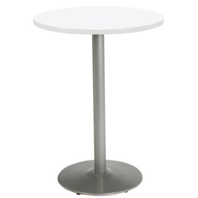 Pedestal Bistro Table With Four Lime Green Kool Series Barstools, Round, 36" Dia x 41h, Designer White