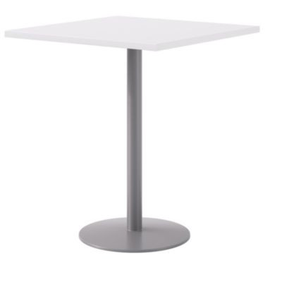 Pedestal Bistro Table With Four Natural Jive Series Barstools, Square, 36 x 36 x 41, Designer White