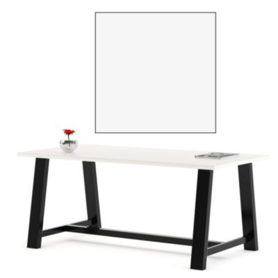 Midtown Dining Table With Four Navy Kool Series Chairs, 36 x 72 x 30, Designer White