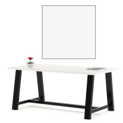 Midtown Dining Table With Four Lime Green Kool Series Chairs, 36 x 72 x 30, Designer White