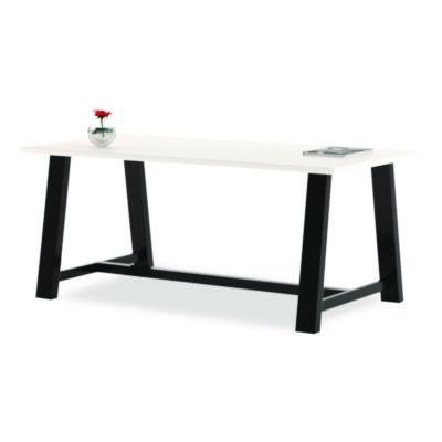 Midtown Dining Table With Four Sky Blue Kool Series Chairs, 36 x 72 x 30, Designer White