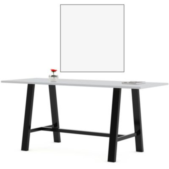 Midtown Bistro Dining Table With Four Navy Kool Barstools, 36 x 72 x 41, Designer White