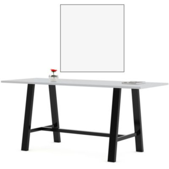 Midtown Bistro Dining Table With Four Lime Green Kool Barstools, 36 x 72 x 41, Designer White