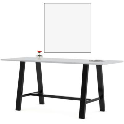Midtown Bistro Dining Table With Four Lime Green Kool Barstools, 36 x 72 x 41, Designer White
