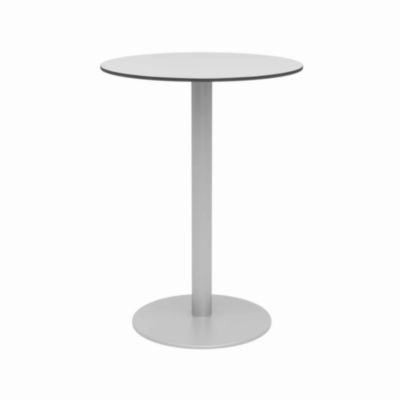 Eveleen Outdoor Bistro Patio Table, Two Mocha Powder-Coated Polymer Barstools, Round, 30" Dia x 41h, Gray