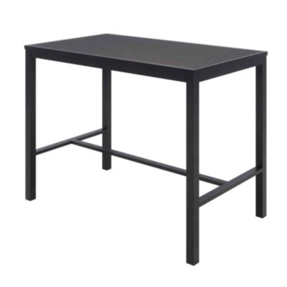 Eveleen Outdoor Bistro Patio Table With Four Black Powder-Coated Polymer Barstools, 32 x 55, Black