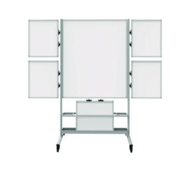 Mobile Collaboration Station Whiteboard With 4 Attachable Marker Boards, 40.4" x 48.6", White Surface, Silver Aluminum Frame