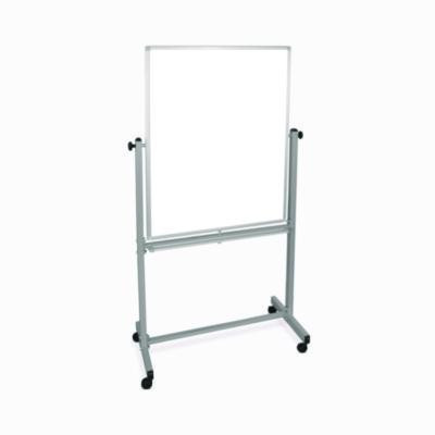Mobile Magnetic Whiteboard, 36" x 68", White Surface, Satin Aluminum Frame