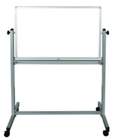 Mobile Magnetic Whiteboard, 36" x 24", White Surface, Silver Aluminum Frame