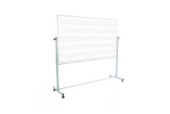 Mobile Music Staff Whiteboard, Dual-Sided Music Notation, 72" x 48", White Surface, Silver Aluminum Frame