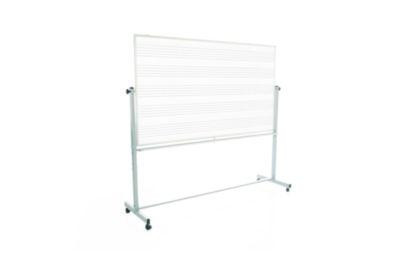 Mobile Music Staff Whiteboard, Dual-Sided Music Notation, 72" x 48", White Surface, Silver Aluminum Frame
