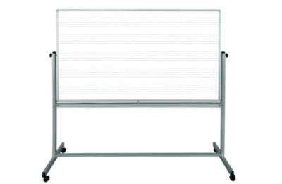 Mobile Music Staff Whiteboard, Dual-Sided Music Notation, 72" x 48", White Surface, Silver Aluminum Frame