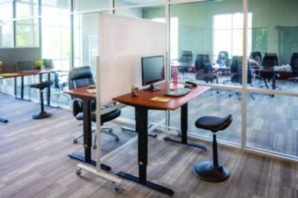 Mobile Magnetic Glass Dry Erase Board, 48" x 36", White Surface, Silver Aluminum Frame