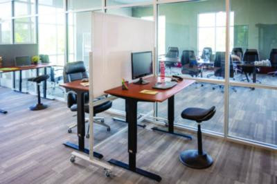 Mobile Magnetic Glass Dry Erase Board, 48" x 36", White Surface, Silver Aluminum Frame