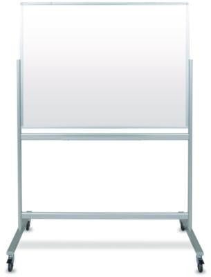 Mobile Magnetic Glass Dry Erase Board, 48" x 36", White Surface, Silver Aluminum Frame