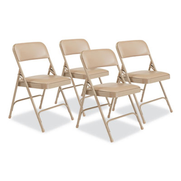 1200 Series Premium Vinyl Dual-Hinge Folding Chair, Supports Up To 500 Lb, 17.75" Seat Height, French Beige, 4/Carton