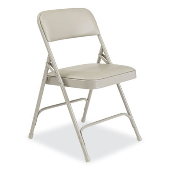 1200 Series Premium Vinyl Dual-Hinge Folding Chair, Supports Up To 500Lb, 17.75" Seat Height, Warm Gray, 4/Carton