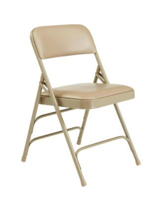1300 Series Premium Vinyl Upholstered Triple Brace Double Hinge Folding Chair, Supports 500 Lb, Beige Seat/Back/Base, 4/Ct