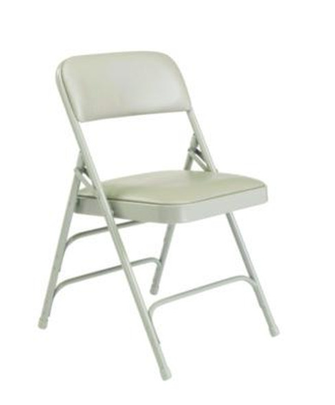 1300 Series Premium Vinyl Upholstered Triple Brace Double Hinge Folding Chair, Supports 500 Lb, Gray Seat/Back/Base, 4/Carton
