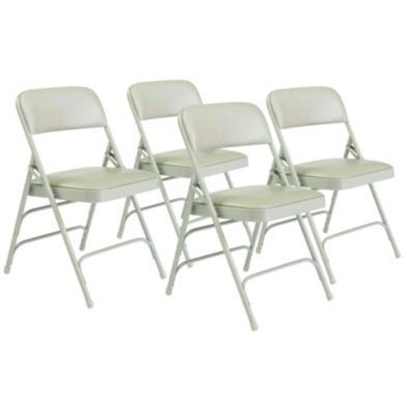 1300 Series Premium Vinyl Upholstered Triple Brace Double Hinge Folding Chair, Supports 500 Lb, Gray Seat/Back/Base, 4/Carton