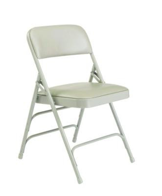 1300 Series Premium Vinyl Upholstered Triple Brace Double Hinge Folding Chair, Supports 500 Lb, Gray Seat/Back/Base, 4/Carton