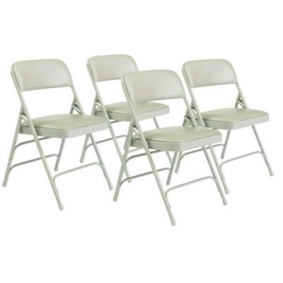 1300 Series Premium Vinyl Upholstered Triple Brace Double Hinge Folding Chair, Supports 500 Lb, Gray Seat/Back/Base, 4/Carton