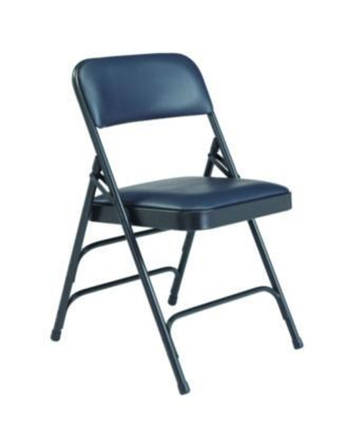 1300 Series Premium Vinyl Upholstered Triple Brace Double Hinge Folding Chair, Supports 500 Lb, Blue Seat/Back/Base, 4/Carton