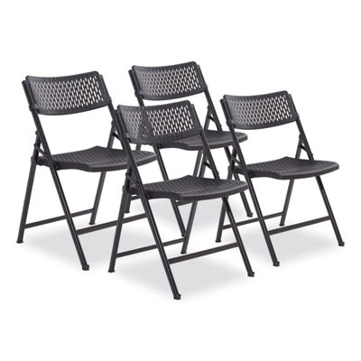 Airflex Series Premium Poly Folding Chair, Supports Up To 1,000 Lb, 17.25" Seat Height, Black, 4/Carton