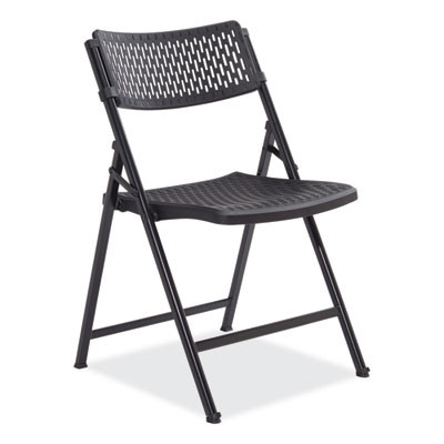 Airflex Series Premium Poly Folding Chair, Supports Up To 1,000 Lb, 17.25" Seat Height, Black, 4/Carton