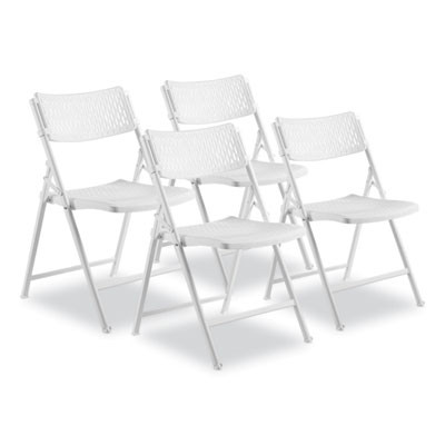 Airflex Series Premium Poly Folding Chair, Supports Up To 1,000 Lb, 17.25" Seat Height, White Seat/Back/Base, 4/Carton