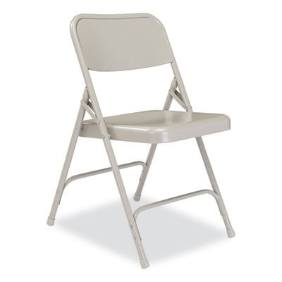 200 Series Premium All-Steel Double Hinge Folding Chair, Supports Up To 500 Lb, 17.25" Seat Height, Gray, 4/Carton