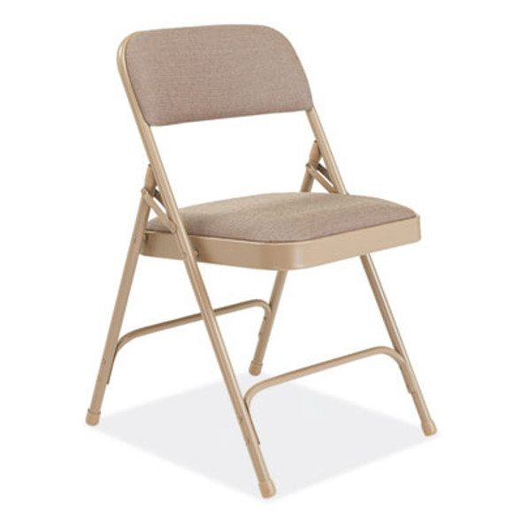 2200 Series Deluxe Fabric Upholstered Dual-Hinge Premium Folding Chair, Supports Up To 500 Lb, Cafe Beige, 4/Carton